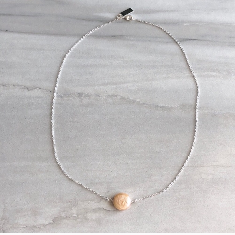 Silver Dainty Freshwater Pearl Necklace - Picture 6 of 7